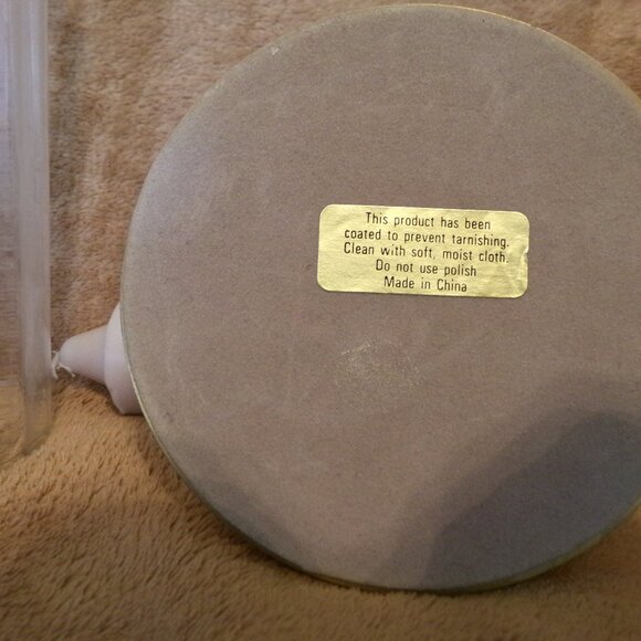 Vintage Partylite Gold Base Candle Holder W/Scalloped Glass & Candle - Picture 4 of 7